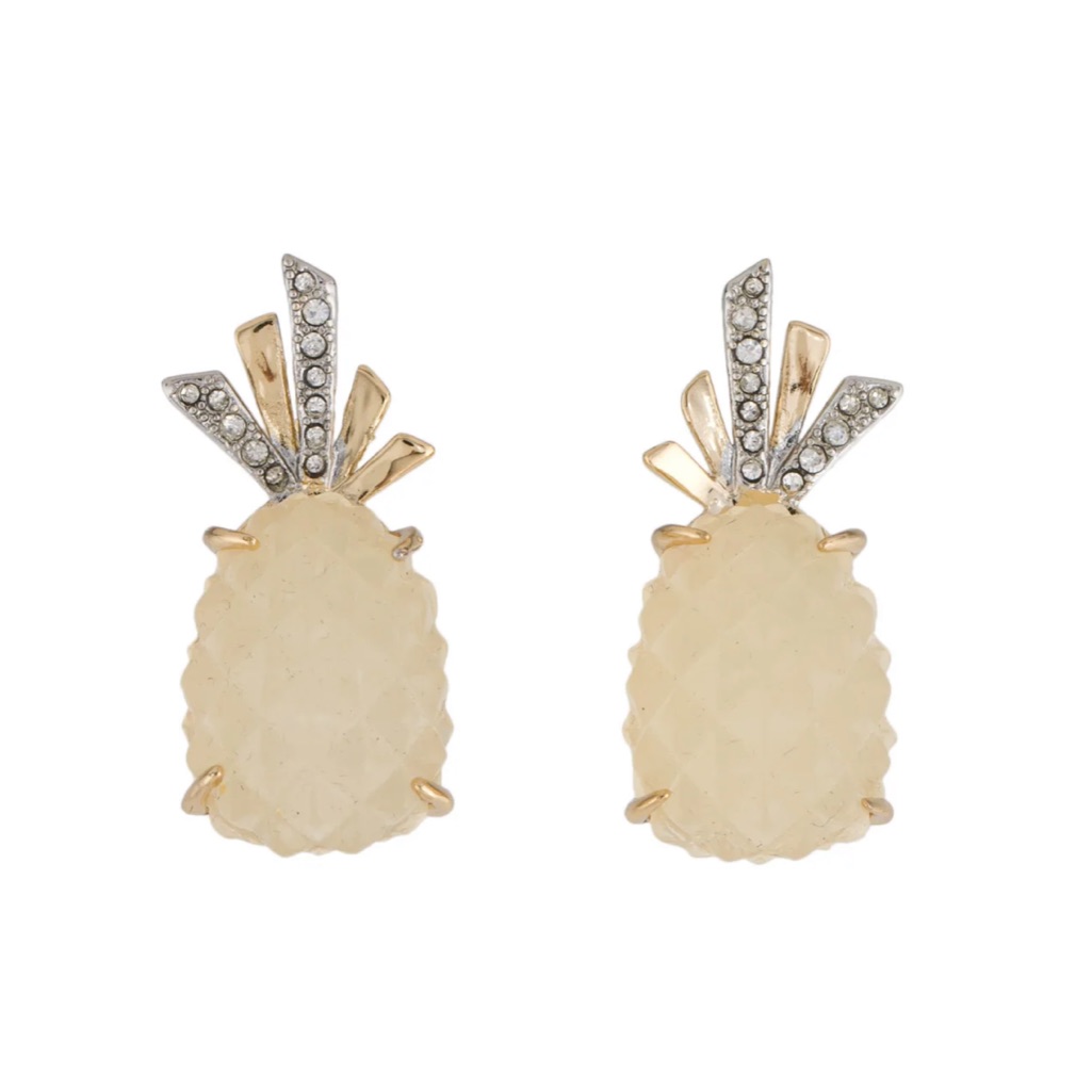 Alexis Bittar Lucite Crystal Pineapple Clip-On Earrings 52$